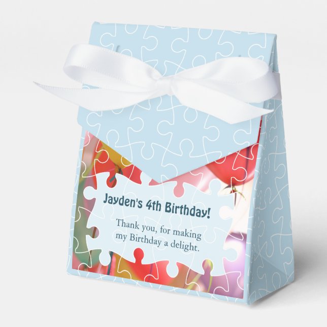 Puzzle Ballon 4. Geburtstag Party Geschenkschachtel (Vorderseite)