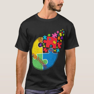 Puzzle Baseball Unterstützung Autismus Bewusstsein T-Shirt