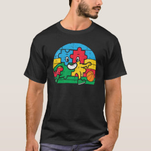 Puzzle Basketball Retro Autismus Bewusstsein Sport T-Shirt