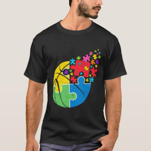Puzzle Basketball Unterstützung Autismus Bewusstse T-Shirt