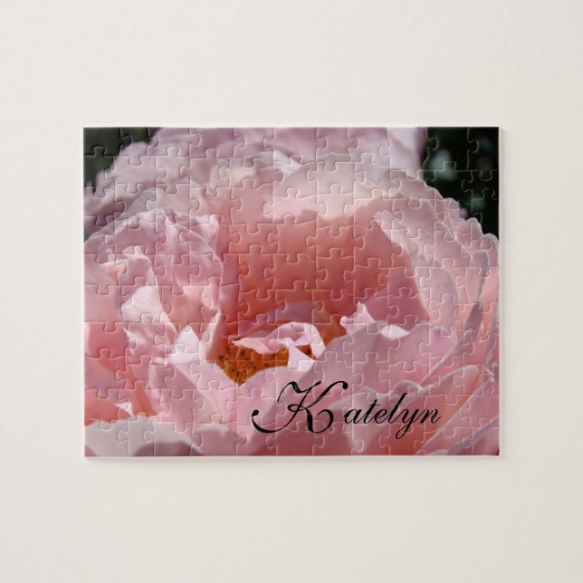 Puzzle benutzerdefinierten Ihren Namen Rosa Blume  (Horizontal)