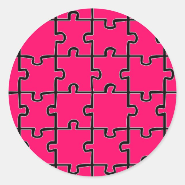 Puzzle bessert Muster GEWOHNHEITS-FARBE aus Runder Aufkleber (Vorderseite)