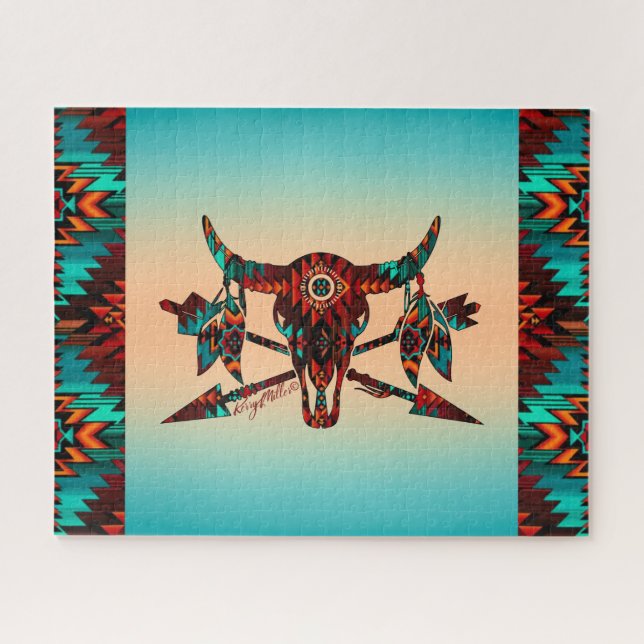Puzzle Buffalo Skull and arrows (Horizontal)