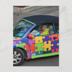 PUZZLE BUG CAR POSTCARD POSTKARTE