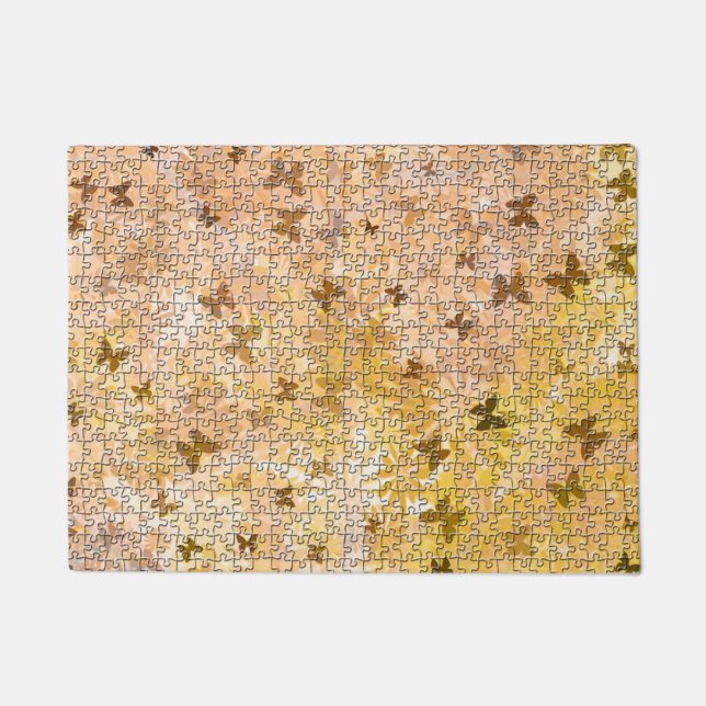 Puzzle Butterflies und Daisies-Browns von STaylor Fußmatte (Vorderseite)