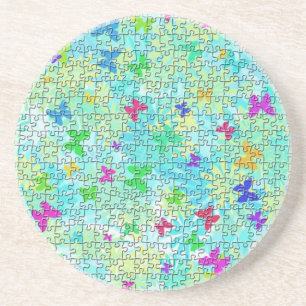 Puzzle Butterflies und Daisies-Colorful von ST. Ay Getränkeuntersetzer