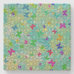 Puzzle Butterflies und Daisies-Colorful von ST. Ay Steinuntersetzer