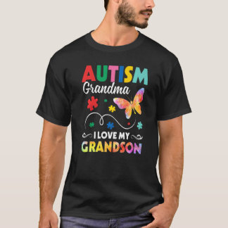 Puzzle Butterfly Autism Grandma I Love My Grandson T-Shirt