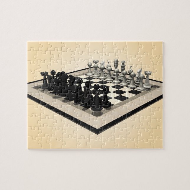 Puzzle: Chessboard and Chess Teile Puzzle (Horizontal)