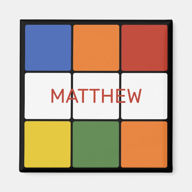 Puzzle Cube Game Toy Personalisiert in den 80er Ja Magnet (Vorne)