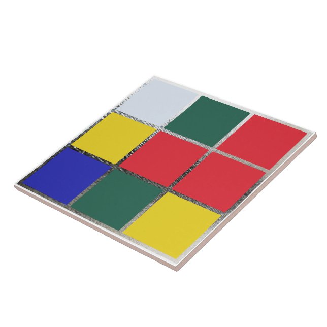 Puzzle Cube Gamer Primärfarben Rotes Blau Fliese (Seite)