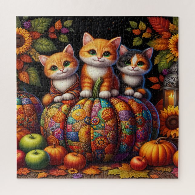 Puzzle der Herbstkatzen (Vertikal)