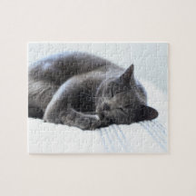 Puzzle der niedlichen grauen Katze