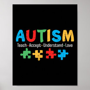 Puzzle des Lehrers für Autismus lehren Akzeptanz u Poster