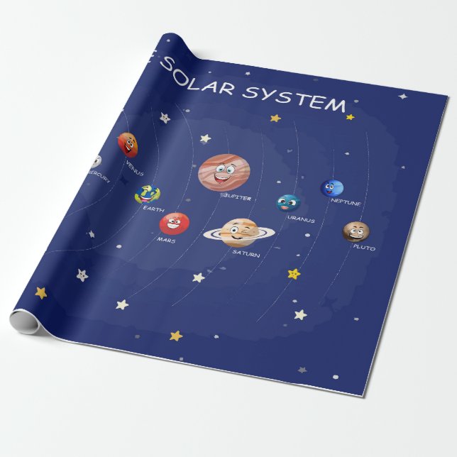 Puzzle des Sonnensystems Planets Geschenkpapier (Ungerollt)