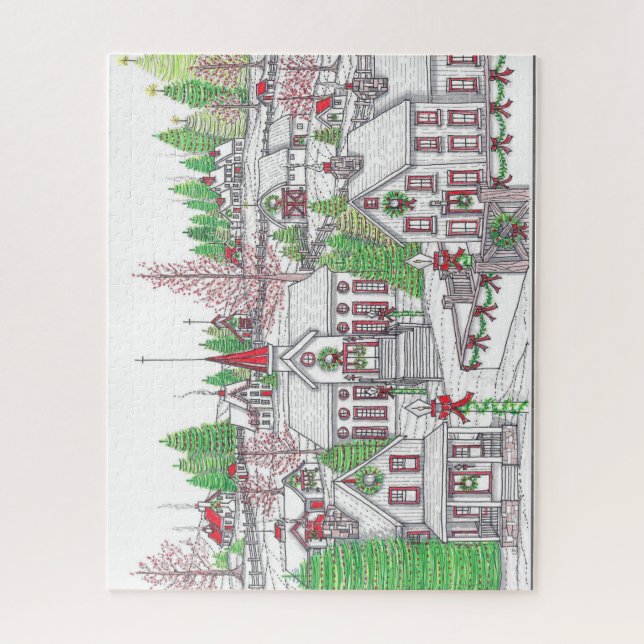 Puzzle des Weihnachtsdorfes (Vertikal)