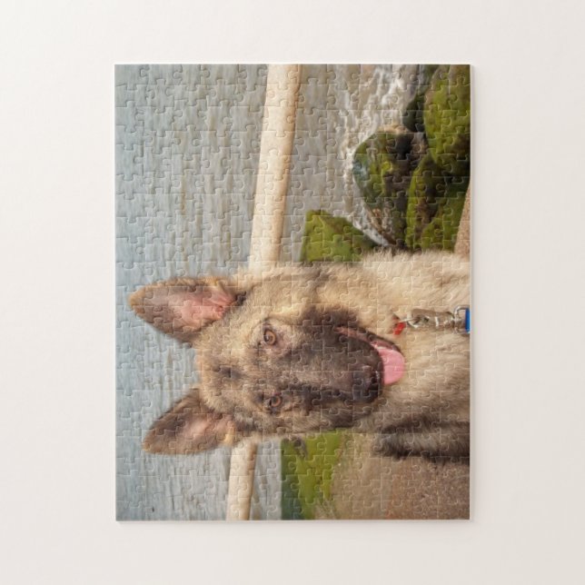Puzzle Deutscher Schäferhund am Meer (Vertikal)