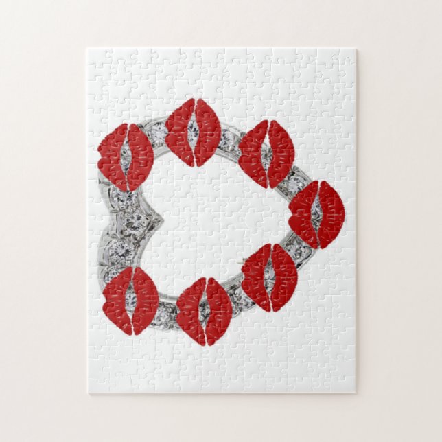 Puzzle Diamond Herz mit Kisses (Vertikal)