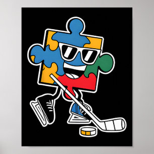Puzzle-Eishockey-Autismus-Bewusstsein-Sport-Jungen Poster