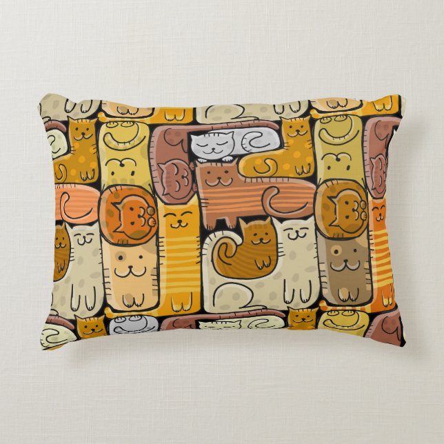 Puzzle Funny Cats House Nahtlos Dekokissen (Vorderseite)
