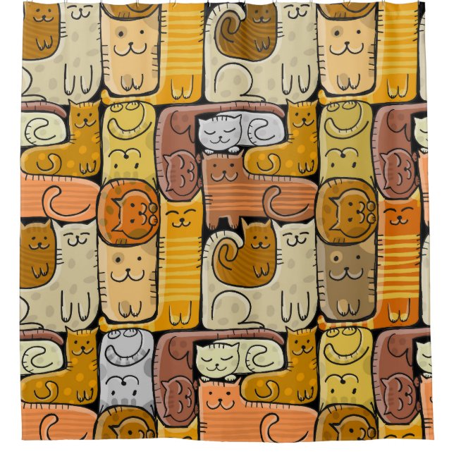 Puzzle Funny Cats House Nahtlos Duschvorhang (Vorderseite)