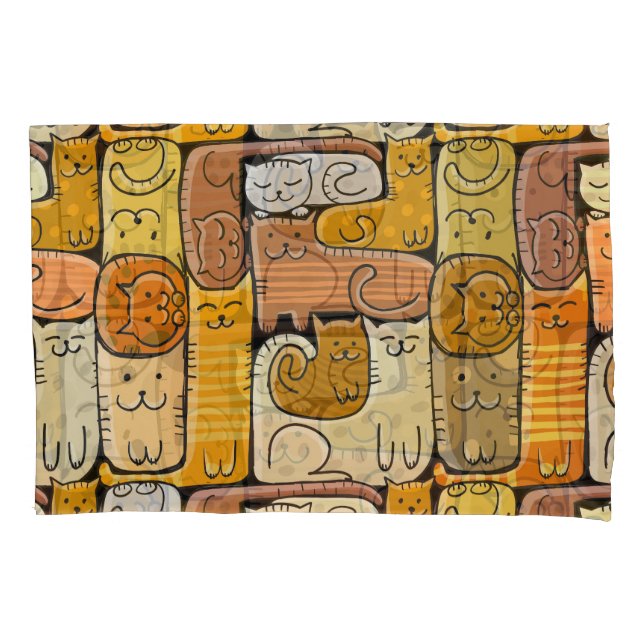 Puzzle Funny Cats House Nahtlos Kissenbezug (Vorderseite)