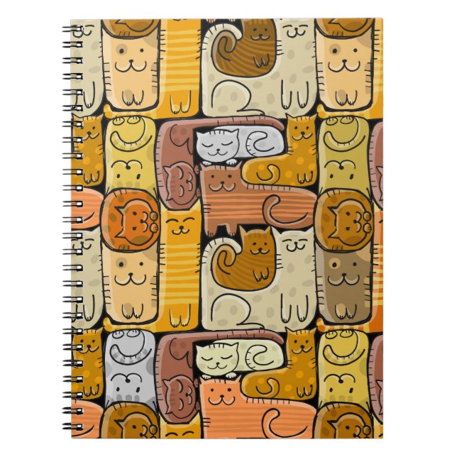 Puzzle Funny Cats House Nahtlos Notizblock (Vorderseite)