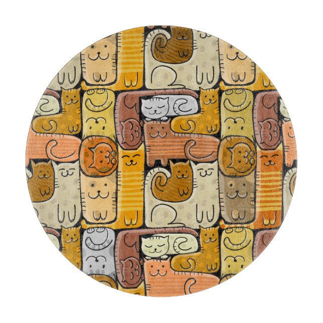 Puzzle Funny Cats House Nahtlos Schneidebrett (Vorderseite)