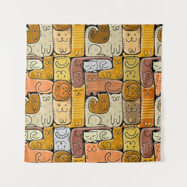 Puzzle Funny Cats House Nahtlos Wandteppich (Vorderseite)