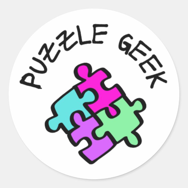 Puzzle Geek Runder Aufkleber (Vorderseite)