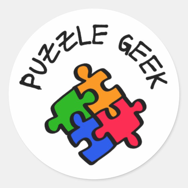 Puzzle Geek Runder Aufkleber (Vorderseite)