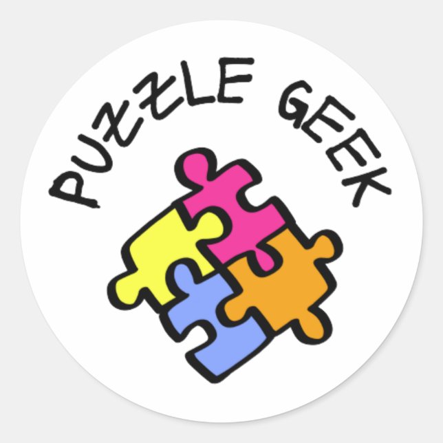 Puzzle Geek Runder Aufkleber (Vorderseite)