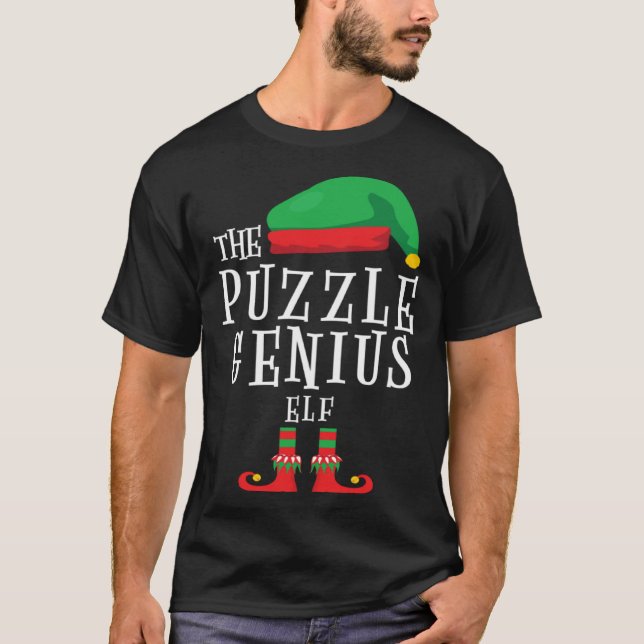 Puzzle Genius Elf Family Matching Christmas Costum T-Shirt (Vorderseite)