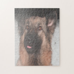 Puzzle German Shepherds Sticken der Zunge aus