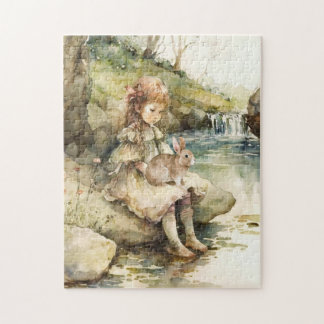 Puzzle-Girl mit Hase Puzzle
