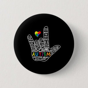 Puzzle Heart ASL Liebe Gebärdensprache Hand Autism Button