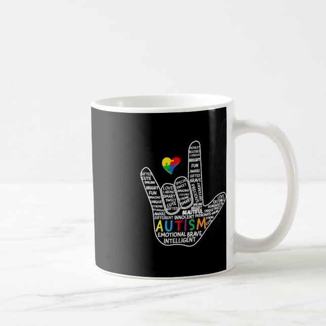 Puzzle Heart ASL Liebe Gebärdensprache Hand Autism Kaffeetasse (Rechts)