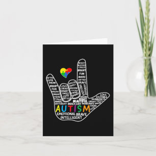 Puzzle Heart ASL Liebe Gebärdensprache Hand Autism Karte