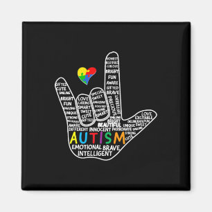 Puzzle Heart ASL Liebe Gebärdensprache Hand Autism Magnet