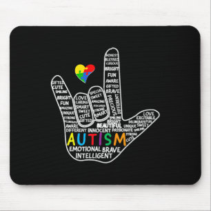 Puzzle Heart ASL Liebe Gebärdensprache Hand Autism Mousepad