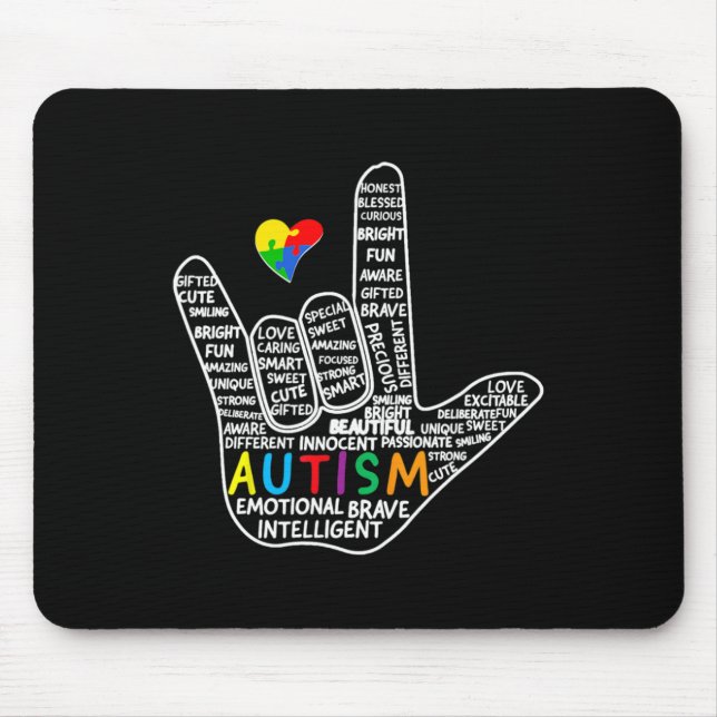 Puzzle Heart ASL Liebe Gebärdensprache Hand Autism Mousepad (Vorne)