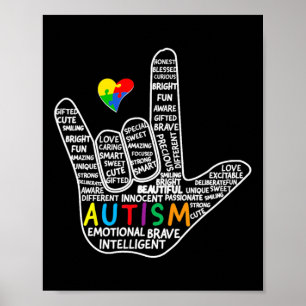 Puzzle Heart ASL Liebe Gebärdensprache Hand Autism Poster