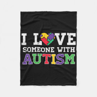 Puzzle Heart I Love Someone With Autism Awareness  Fleecedecke