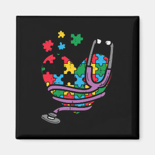 Puzzle Heart Stethoscope Autismus Sensibilisierung Magnet