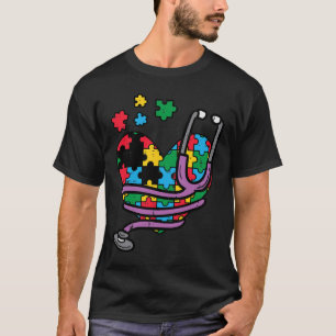 Puzzle Heart Stethoscope Autismus Sensibilisierung T-Shirt