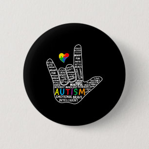 Puzzle Herz Asl Liebe Gebärdensprache Hand Autismu Button