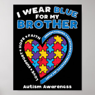 Puzzle ich trage Blau für mein Bruder Autismus Bew Poster