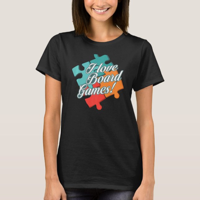 Puzzle Jigsaw I Liebe Board Games T-Shirt (Vorderseite)
