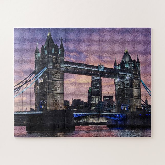 Puzzle lila London Tower Bridge (Horizontal)