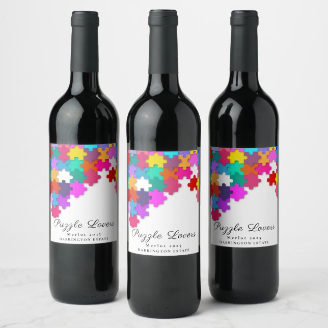 Puzzle Lovers Elegantes Design Custom Wine Labels Weinetikett (Flaschen)